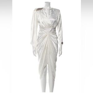 Dodo Bar Or White Ruched One Shoulder Midi Dress